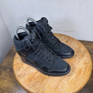 Nike Dunk Sky High Black Wedge Sneakers 528899-004 Womens Size 6 High Top Shoes